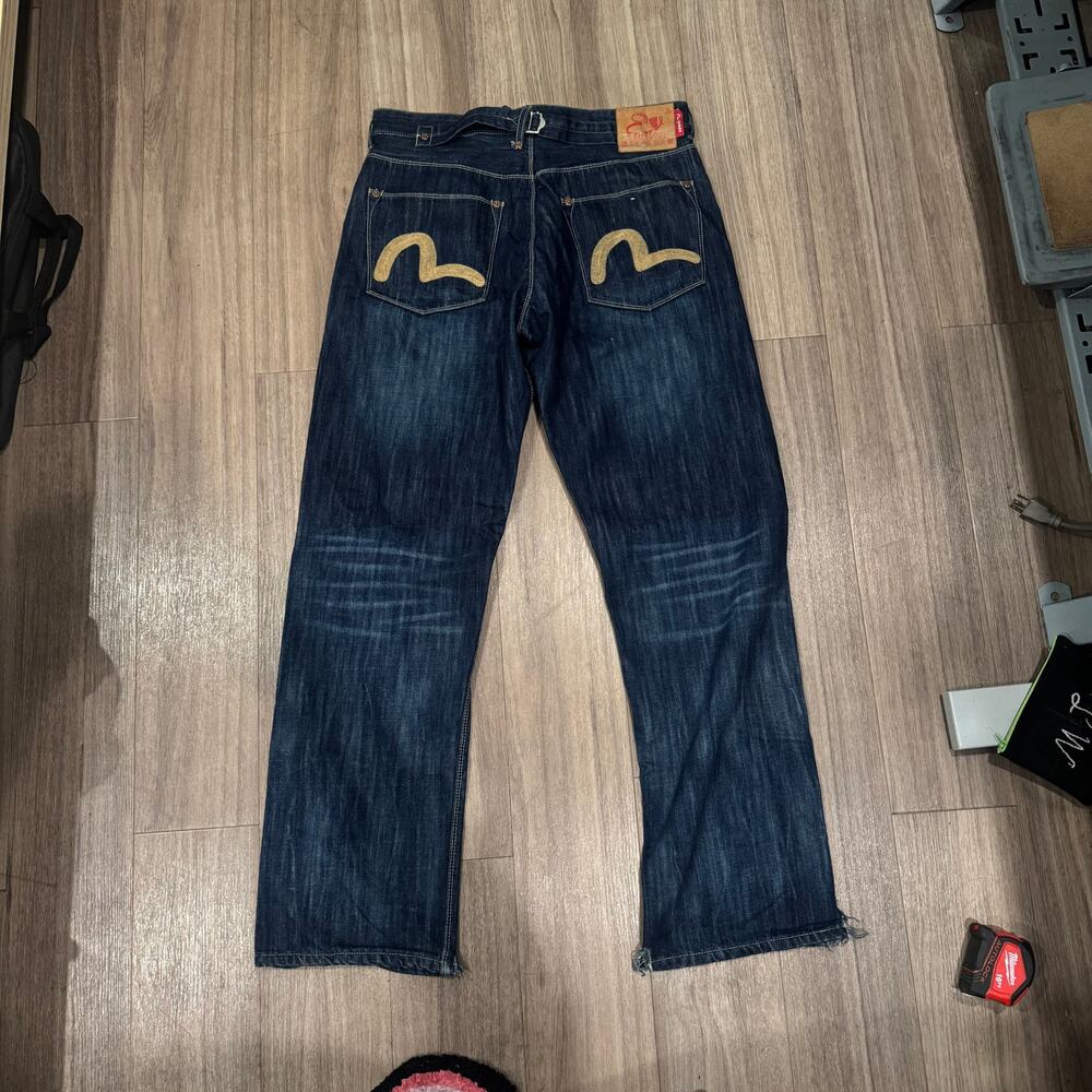 Vintage Evisu "EV Genes" Painted Seagull Jeans 34x34